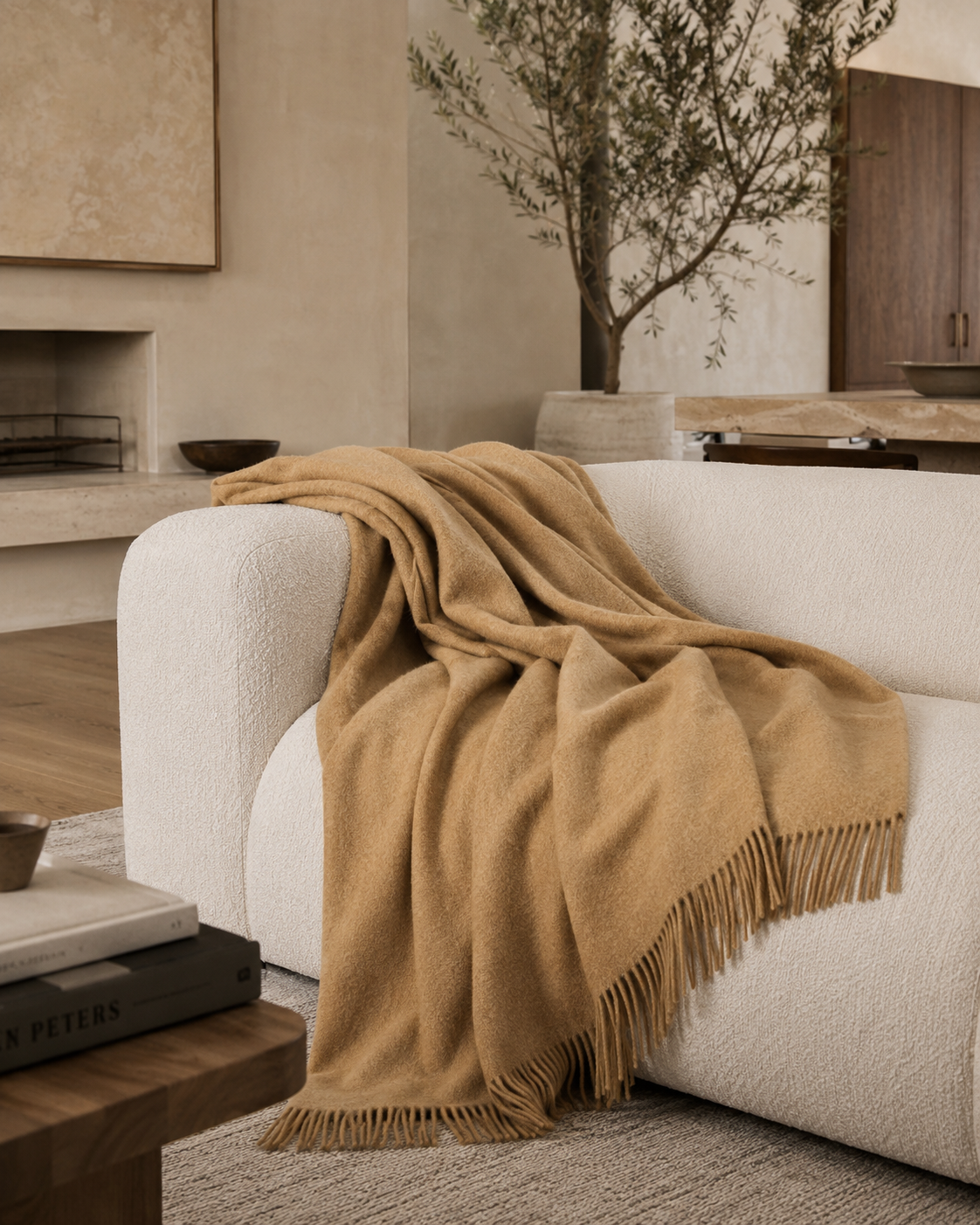 Nevis Camel Throw Rug