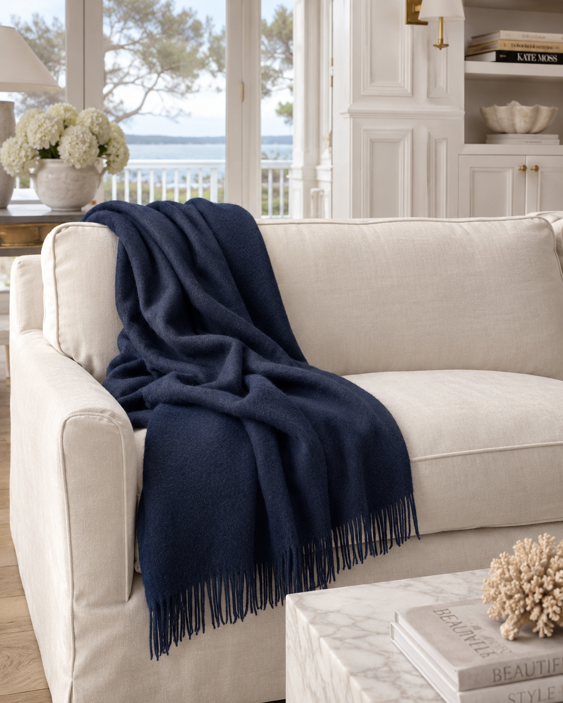 Nevis Navy Throw Rug